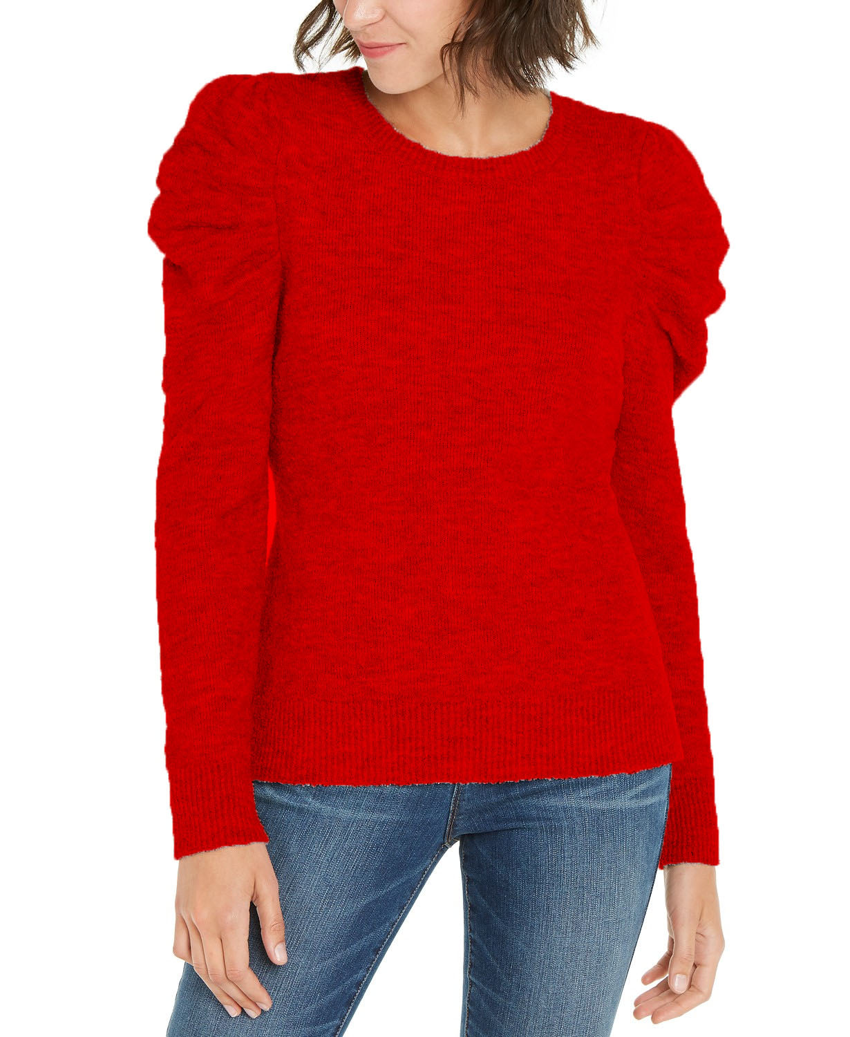 Suéter feminino com manga bufante INC International Concepts, vermelho real, tamanho extra grande