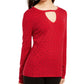 Suéter feminino com decote em V e botões da INC International Concepts, tamanho XX-G, vermelho
