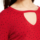 Suéter feminino com decote em V e botões da INC International Concepts, tamanho P, vermelho