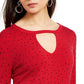 Suéter feminino com decote em V e detalhe de fechadura da INC International Concepts, vermelho, tamanho X-G