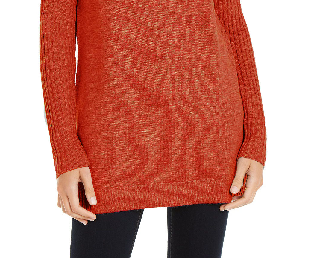 Túnica feminina com gola falsa e costurada da INC International Concepts, vermelha, tamanho pequeno