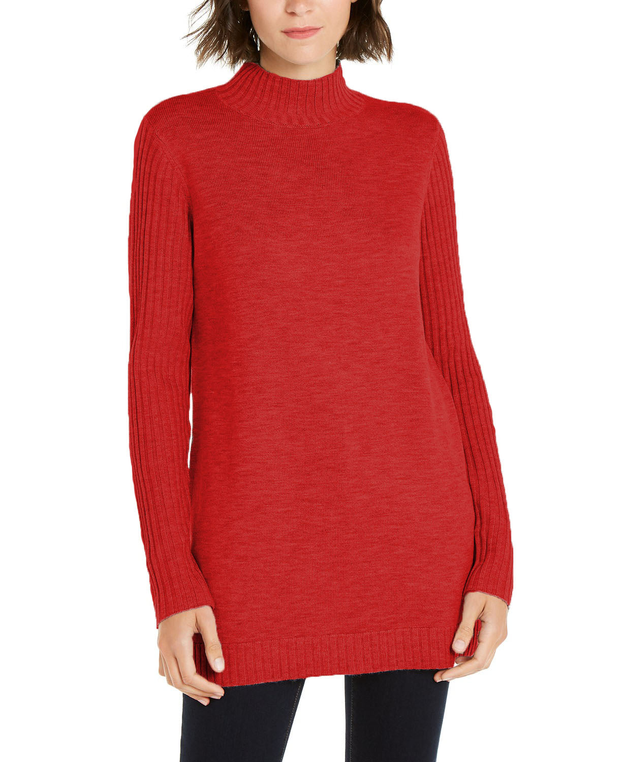 Túnica feminina com gola falsa e costurada, INC International Concepts, vermelha, tamanho extra pequeno