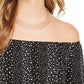 Top feminino estampado ombro a ombro estilo &amp; co, preto, tamanho grande