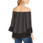 Top feminino estampado ombro a ombro estilo &amp; co, preto, tamanho médio