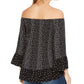 Top feminino estampado ombro a ombro estilo &amp; co, preto, tamanho extra pequeno