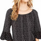 Top feminino estampado ombro a ombro estilo &amp; co, preto, tamanho extra pequeno