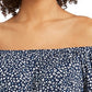 Blusa feminina estampada ombro a ombro/ombro a ombro, tamanho médio, azul, estilo &amp; co
