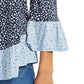 Blusa feminina estampada ombro a ombro/ombro a ombro, tamanho médio, azul, estilo &amp; co