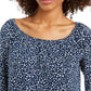 Top feminino estampado ombro a ombro estilo &amp; co, azul marinho, tamanho extra grande