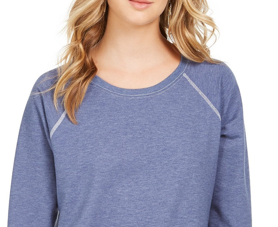 Moletom feminino com costura contrastante Style &amp; Co, azul, tamanho grande
