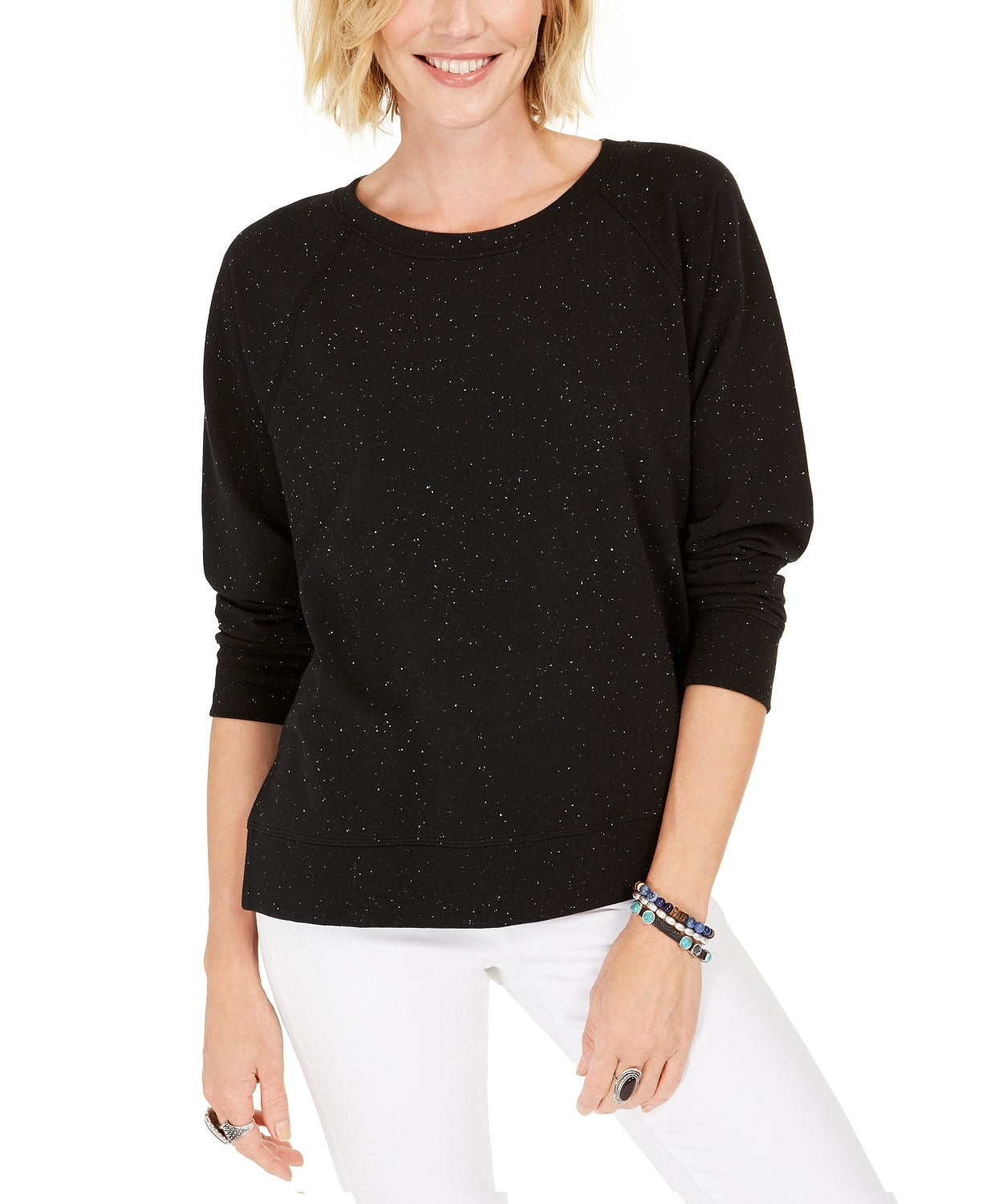 Moletom feminino salpicado Style &amp; Co, preto, tamanho médio
