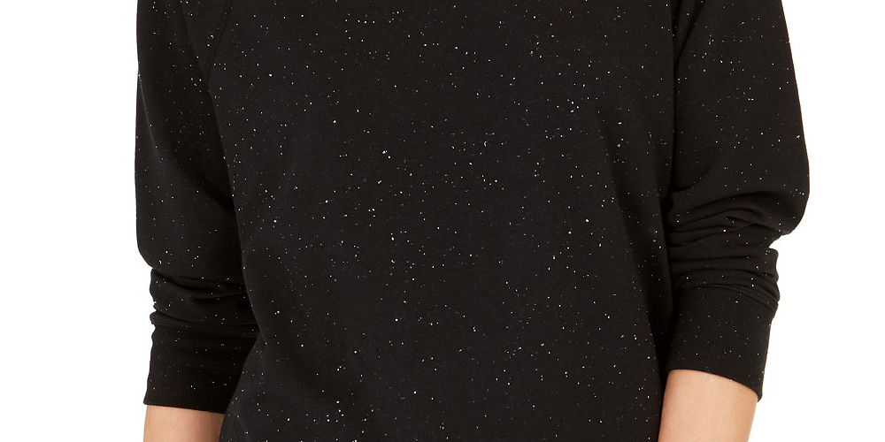 Moletom feminino salpicado estilo &amp; co, preto, tamanho extragrande