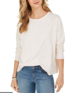 Moletom feminino salpicado estilo &amp; co, branco, tamanho grande