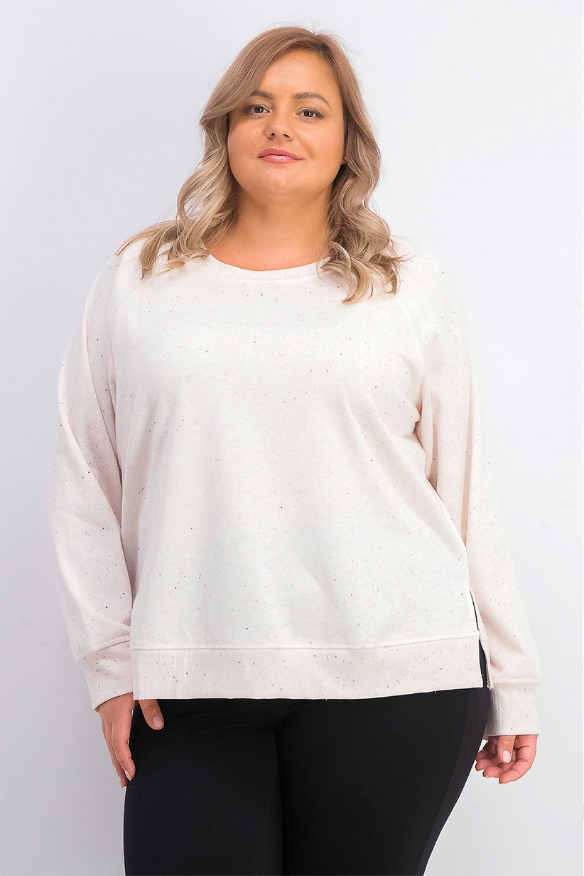 Moletom feminino salpicado estilo &amp; co, branco, tamanho pequeno