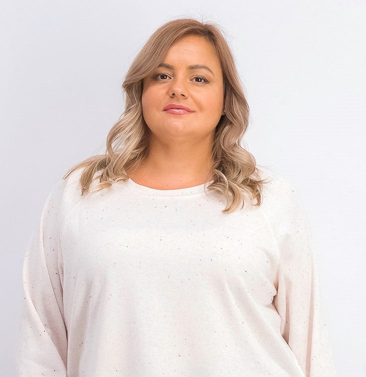 Moletom feminino salpicado estilo &amp; co, branco, tamanho pequeno