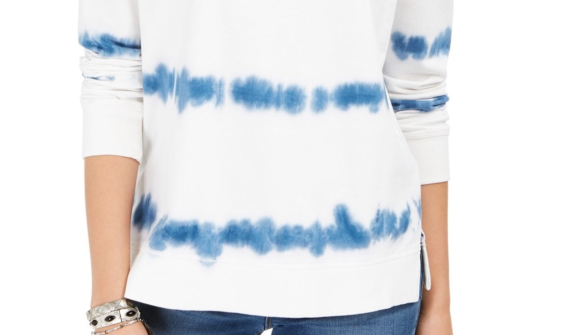 Moletom feminino tie-dye estilo &amp; co azul e branco, tamanho médio