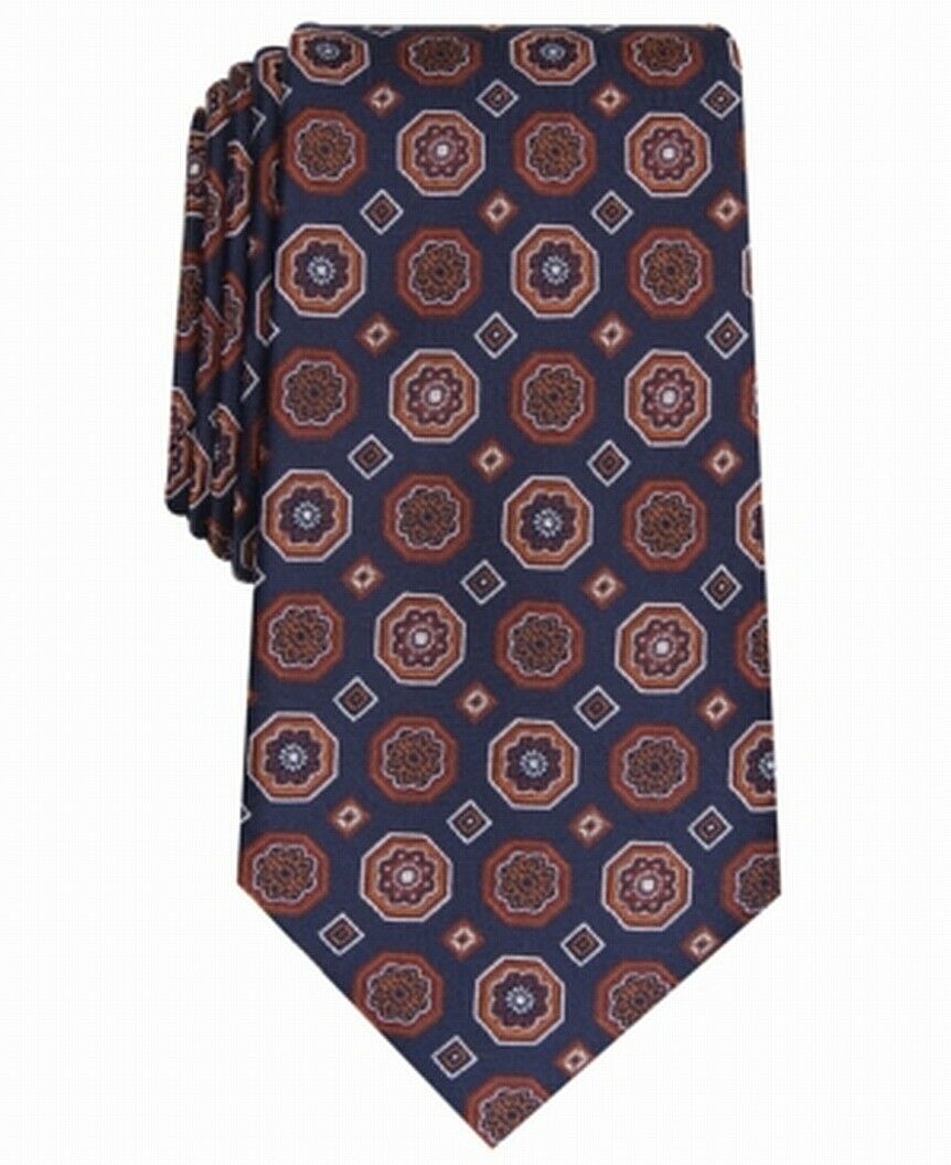 Gravata de seda medalhão clássica masculina Tasso Elba, laranja, tamanho regular