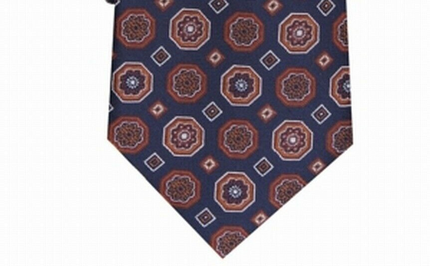 Gravata de seda medalhão clássica masculina Tasso Elba, laranja, tamanho regular