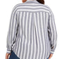 Camisa listrada plus size feminina Style &amp; Co com botões, azul, tamanho 2, extra grande