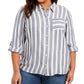Camisa listrada plus size feminina Style &amp; Co com botões, azul, tamanho 2, extra grande