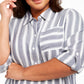 Camisa listrada plus size feminina Style &amp; Co com botões, azul, tamanho 3, extra grande