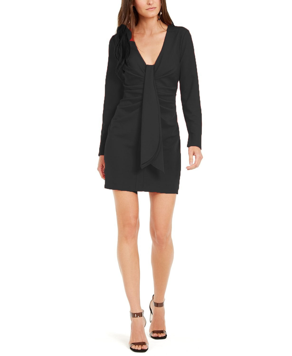 Vestido tubinho com drapeado frontal feminino INC International Concepts, preto, tamanho grande