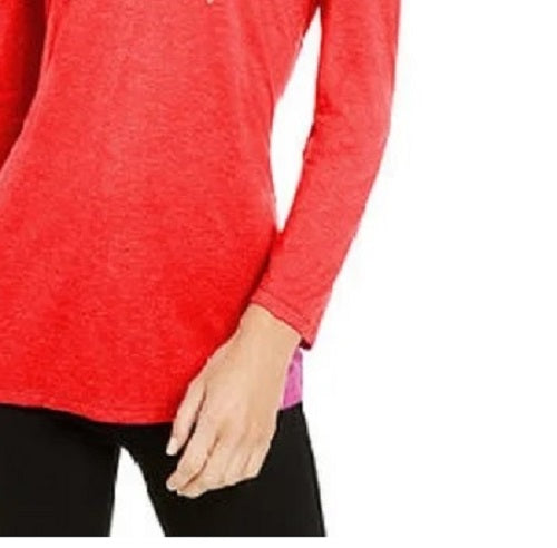 INC International Concepts Top feminino com decote em V e detalhes brilhantes, vermelho, tamanho pequeno
