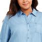 Camisa de botões feminina plus size Chambray Style &amp; Co, azul, tamanho 0X