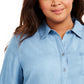Camisa de botões feminina plus size estilo &amp; co chambray azul tamanho extra grande