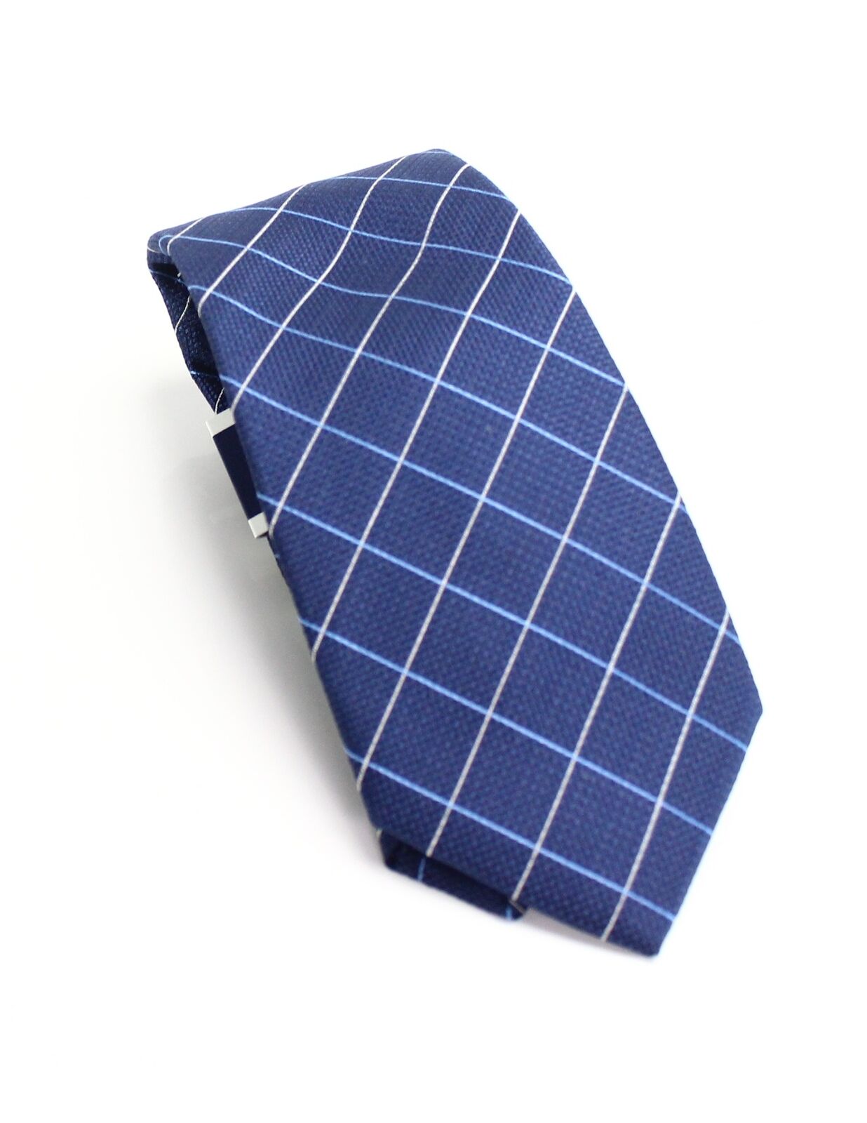 Gravata Club Room Classic Grid Masculina Azul Tamanho Regular
