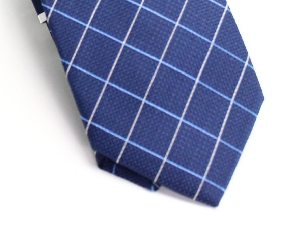 Gravata Club Room Classic Grid Masculina Azul Tamanho Regular