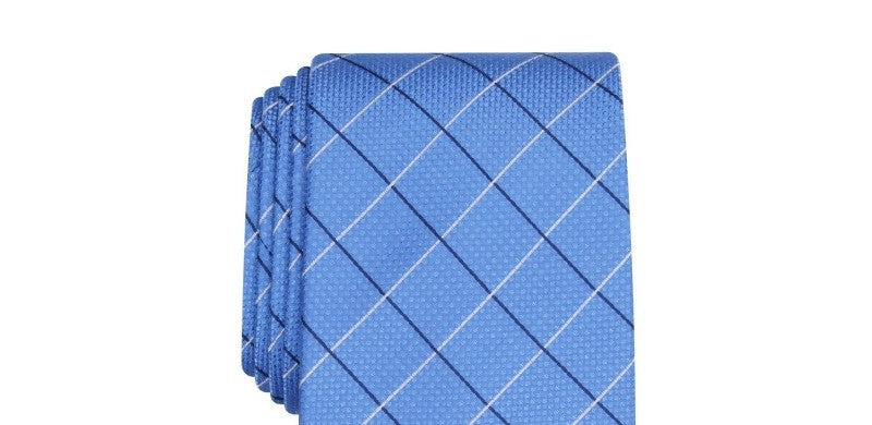 Gravata Classic Grid Masculina Club Room Azul Marinho Tamanho Regular