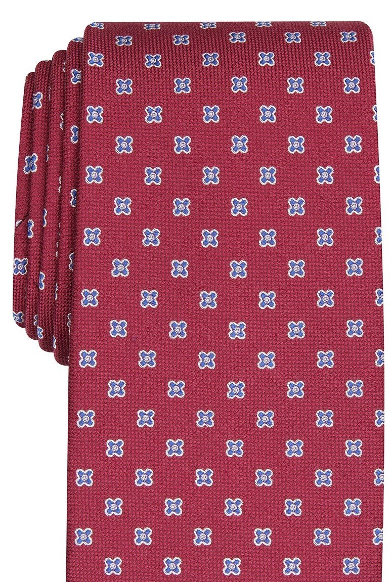 Gravata clássica floral elegante masculina Club Room vermelha tamanho regular