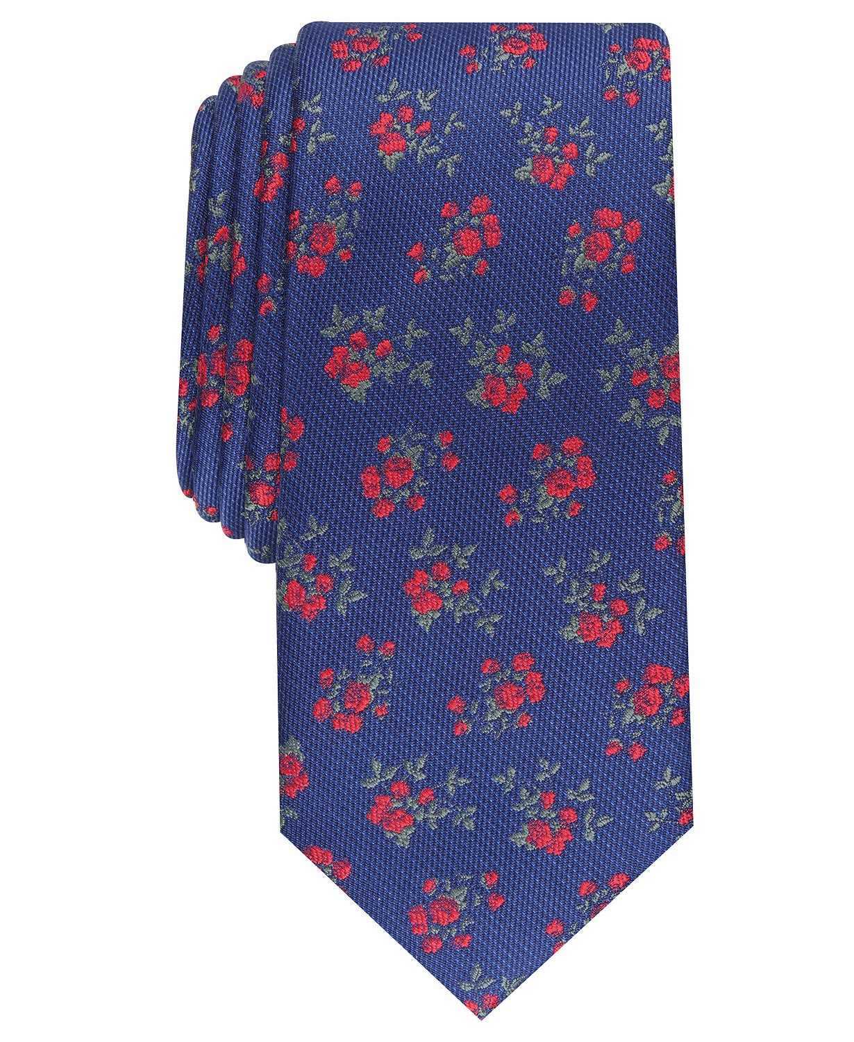 Gravata floral fina Nelson masculina Bar III vermelha tamanho regular