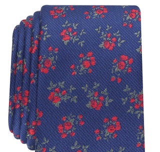 Gravata floral fina Nelson masculina Bar III vermelha tamanho regular