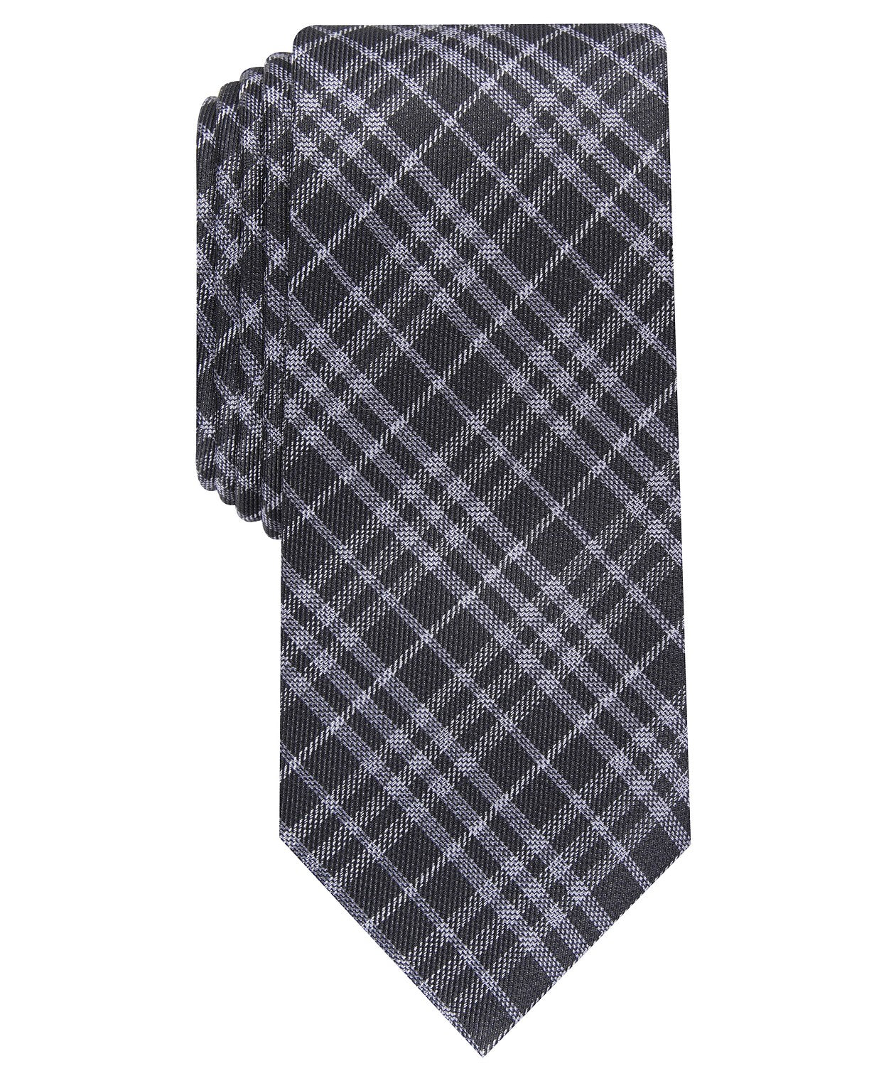 Gravata xadrez skinny Cooper masculina Bar III, tamanho azul marinho, regular