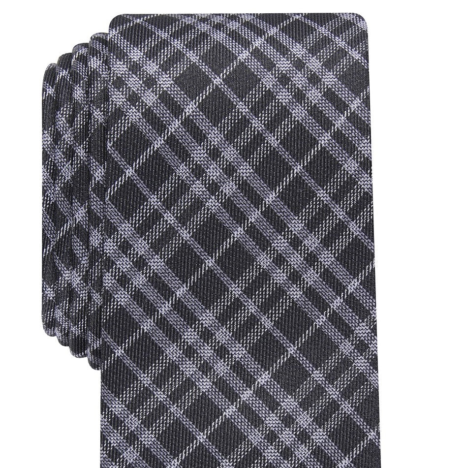 Gravata xadrez skinny Cooper masculina Bar III, tamanho azul marinho, regular