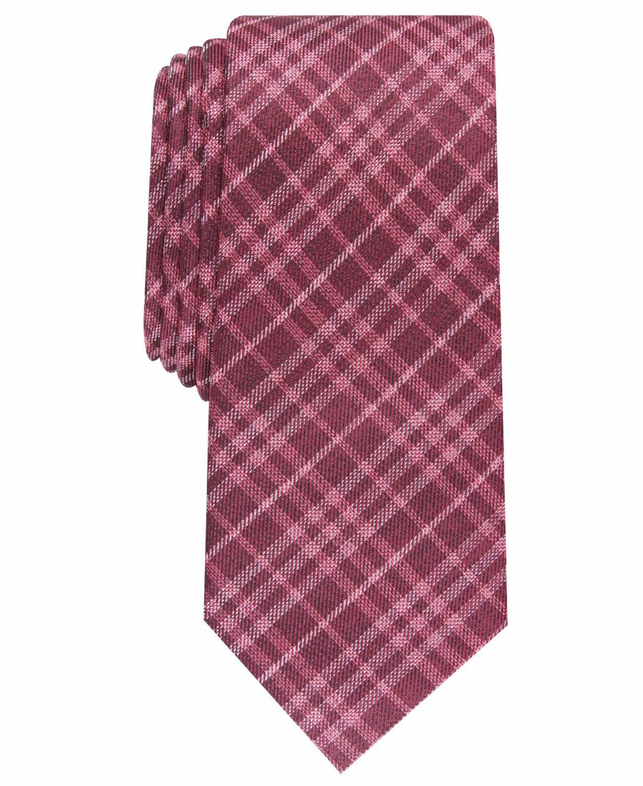 Gravata xadrez skinny Cooper masculina Bar III vermelha tamanho regular