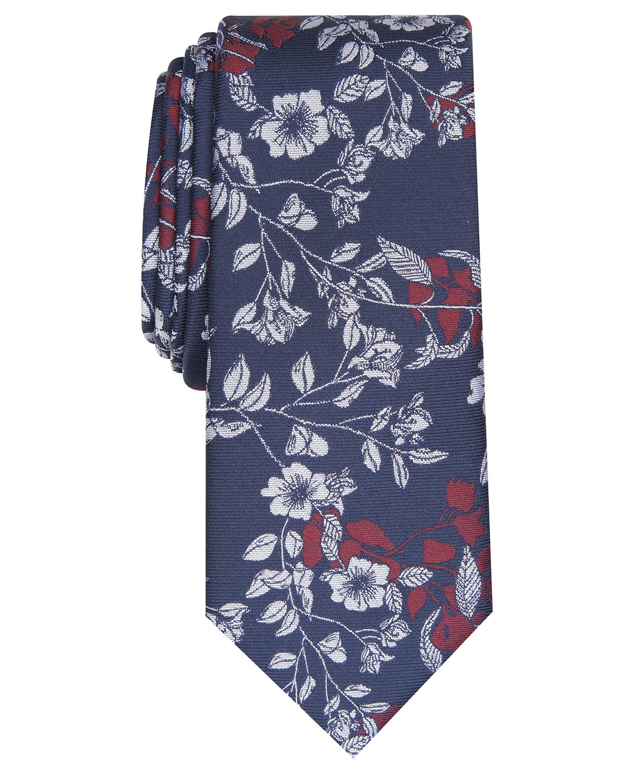 Gravata Skinny Floral Poplar Masculina Bar III Vermelha Tamanho Regular