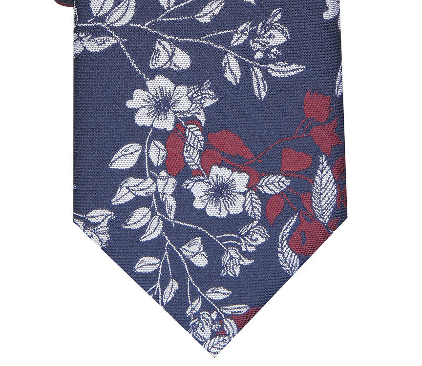 Gravata Skinny Floral Poplar Masculina Bar III Vermelha Tamanho Regular