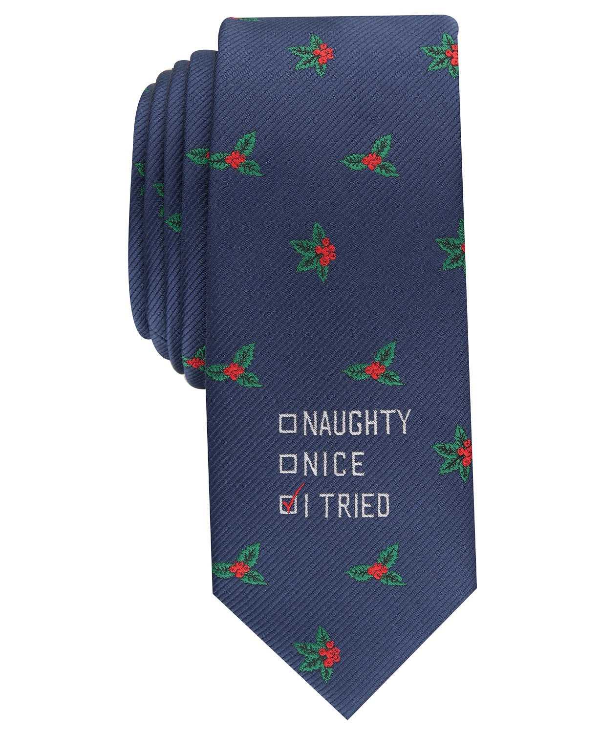 Gravata fina masculina Bar III I Tried Holiday, tamanho azul marinho, regular