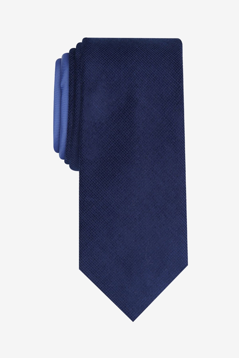 Gravata Bar III Masculina Harbor Skinny Texturizada Mini-Grid Azul Marinho Tamanho Regular