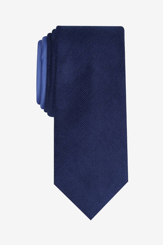 Gravata Bar III Masculina Harbor Skinny Texturizada Mini-Grid Azul Marinho Tamanho Regular