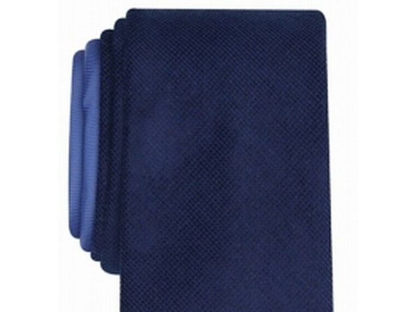 Gravata Bar III Masculina Harbor Skinny Texturizada Mini-Grid Azul Marinho Tamanho Regular