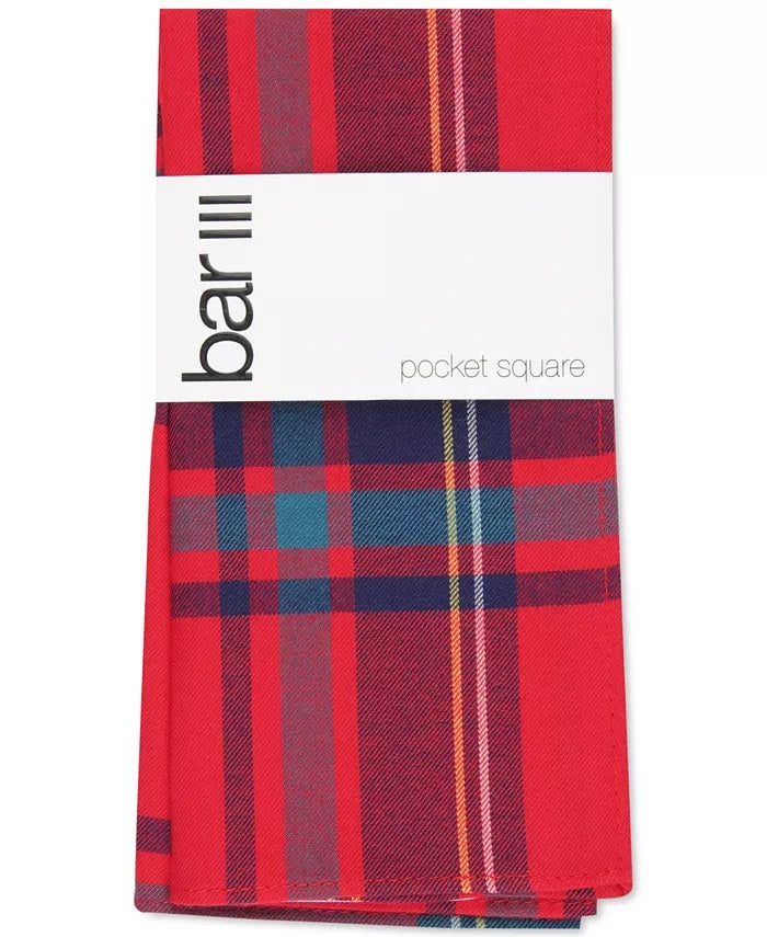 Lenço de bolso xadrez Abby masculino Bar III vermelho tamanho regular