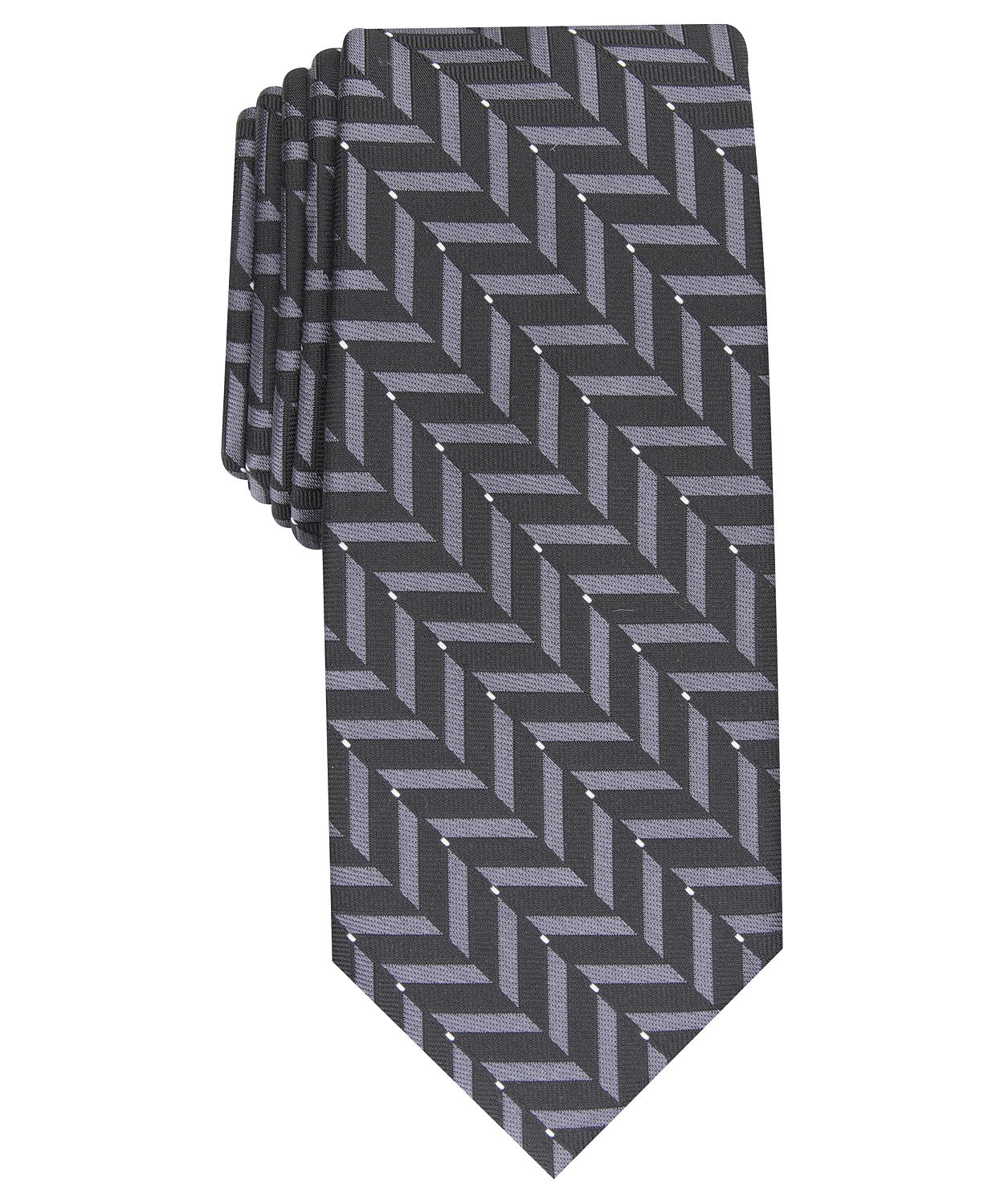 Gravata Alfani Masculina Slim Geométrica Preta Tamanho Regular