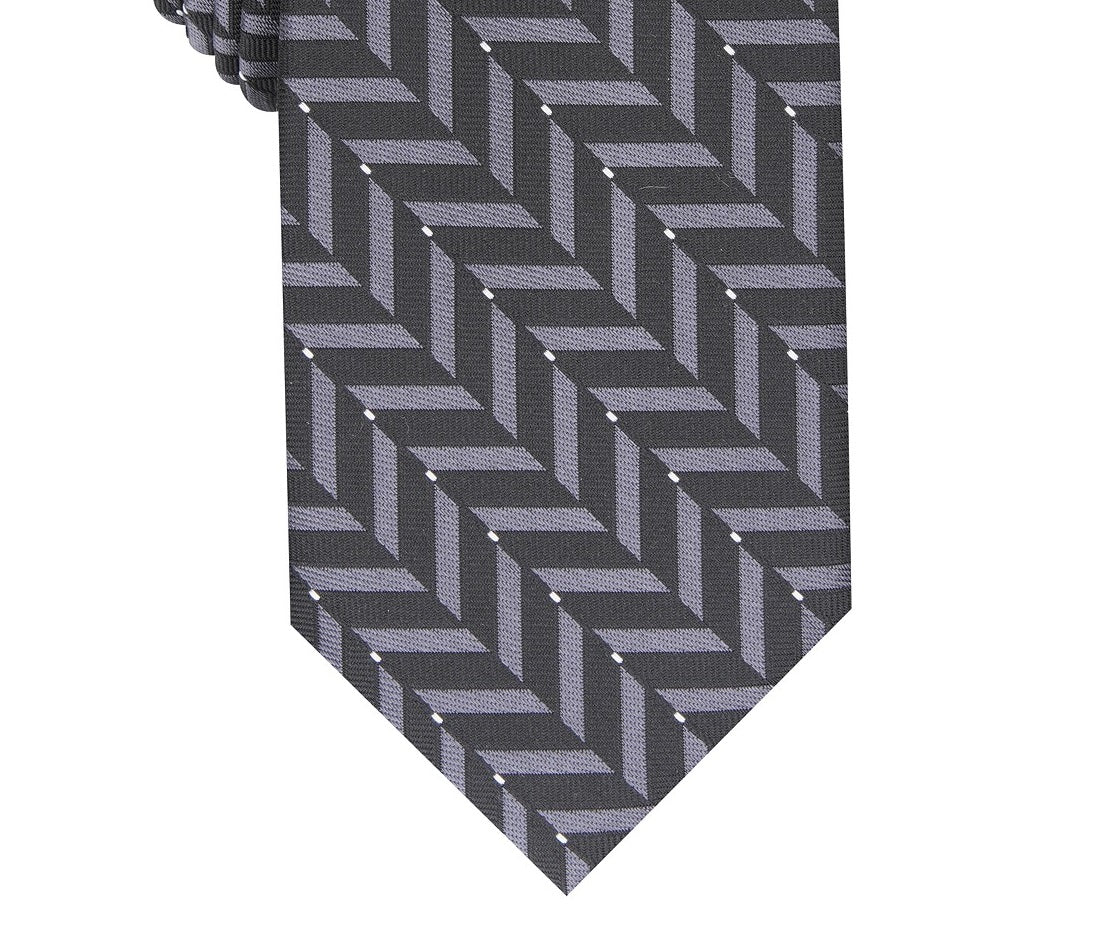 Gravata Alfani Masculina Slim Geométrica Preta Tamanho Regular