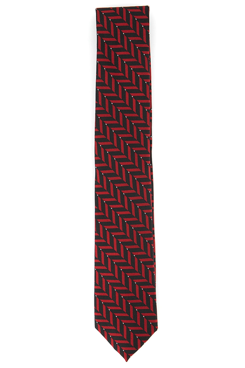 Gravata Alfani Masculina Slim Geométrica Vermelha Tamanho Regular