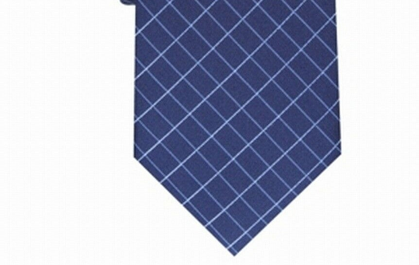 Gravata Alfani Slim Grid Masculina Azul Marinho Tamanho Regular