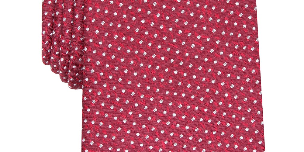 Gravata Alfani Masculina Slim Abstract Dot Borgonha Tamanho Regular